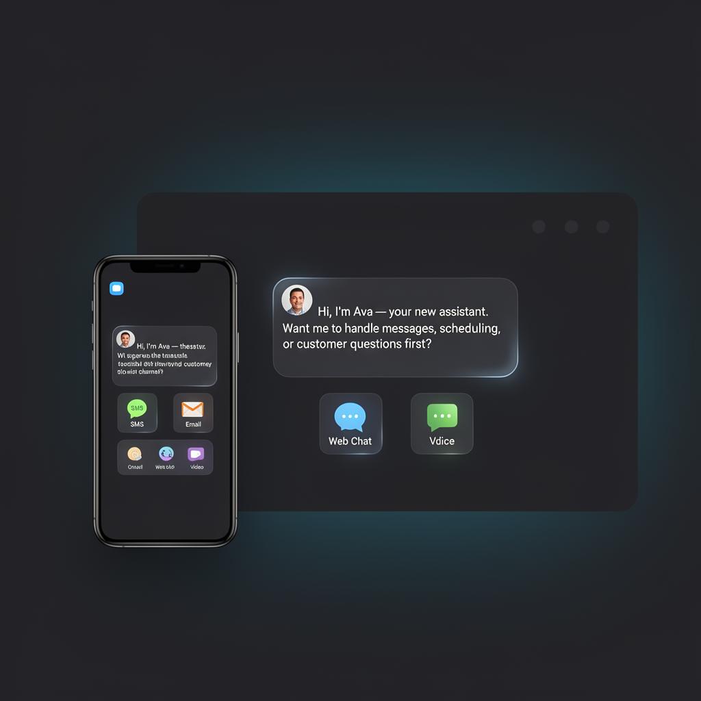 PersanaBox AI assistant interface showing multi-channel communication